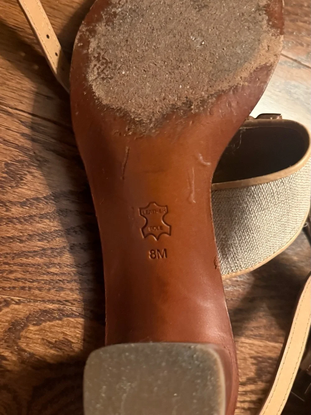 Tory Burch Tan Leather & Canvas Logo-Buckle Sandals